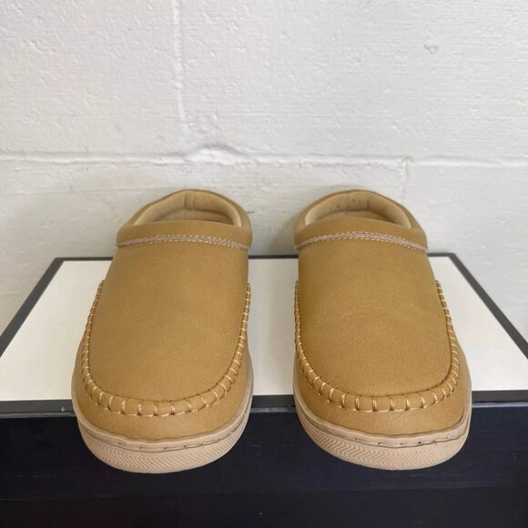 My Pillow Slippers 74472-06 Light Brown Leather Slippers Slip On Women's Size 10 - Picture 1 of 9